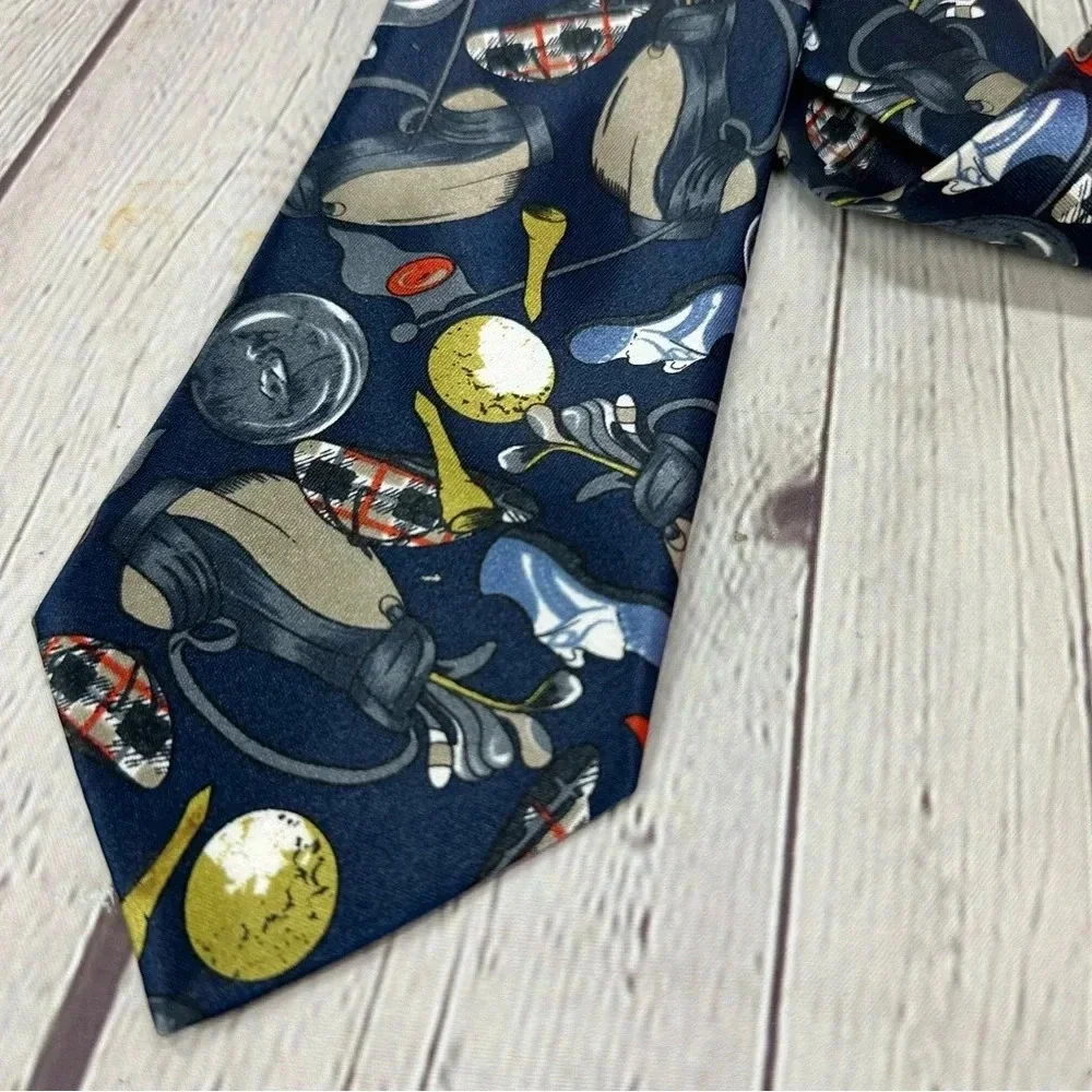 new old golf themed novelty tie polyester silk preppy office professional